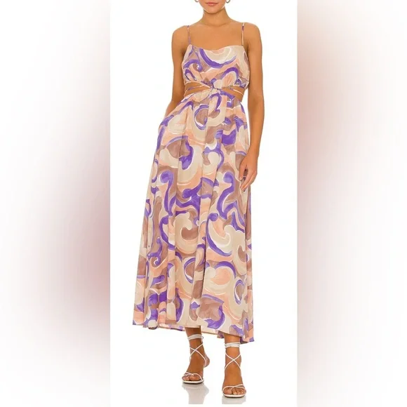 NWOT- ASTR The Label Sanger Cutout Maxi Dress in Purple Peach Swirl- Size Medium - Picture 3 of 4